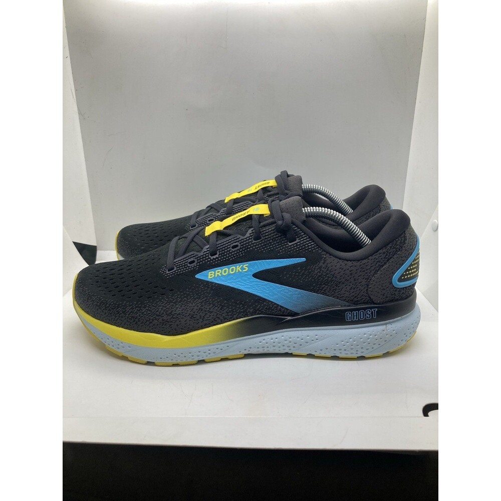 Brooks Ghost 16 Mens size 11 Black Cobalt Neo Yellow Shoes Sneakers